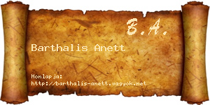 Barthalis Anett névjegykártya